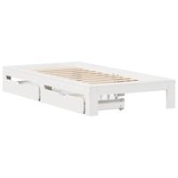 Bedframe zonder matras massief grenenhout wit 75x190 cm - thumbnail