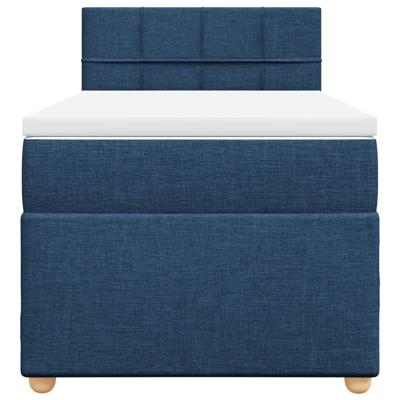 Boxspring met matras stof blauw 90x190 cm - thumbnail