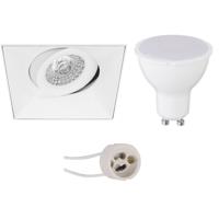 LED Spot Set - Pragmi Nivas Pro - GU10 Fitting - Dimbaar - Inbouw Vierkant - Mat Wit - 6W - Helder/Koud Wit 6400K - Trimless - Kantelbaar - 150mm - thumbnail
