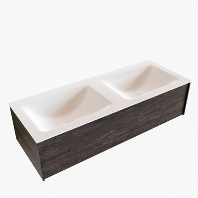 Badkamermeubel BWS Madrid Dark Brown 120x45x30 cm Mat Witte Solid Surface Wastafel Dubbel (0 kraangaten) Badkamermeubel BWS Madrid Dark Brown 120x45x30 cm Mat Witte Solid Surface Wastafel Dubbel (0 kraangaten)