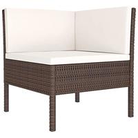 2-delige Loungeset met kussens poly rattan bruin - thumbnail
