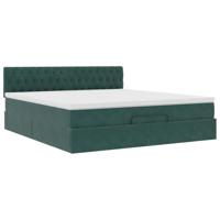 Ottoman bed met matras 180x200 cm fluweel donkergroen - thumbnail