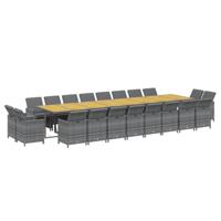 21-delige Tuinset met kussens poly rattan grijs - thumbnail