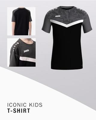 JAKO 6124K T-Shirt Iconic Kids - Zwart/Antraciet - 164