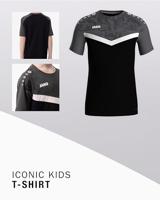 JAKO 6124K T-Shirt Iconic Kids - Zwart/Antraciet - 164 - thumbnail