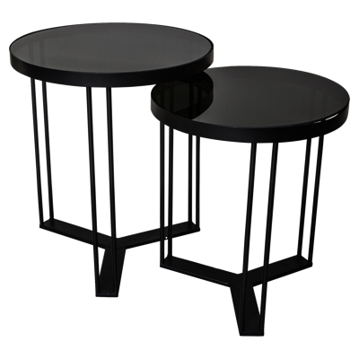 PTMD Bijzettafel 'Maysa', Metaal en Glas, 45 x 40 x 40cm, set van 2, kleur Zwart PTMD Bijzettafel 'Maysa', Metaal en Glas, 45 x 40 x 40cm, set van 2, kleur Zwart
