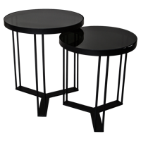 PTMD Bijzettafel 'Maysa', Metaal en Glas, 45 x 40 x 40cm, set van 2, kleur Zwart - thumbnail