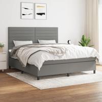 Boxspring met matras stof donkergrijs 180x200 cm - thumbnail