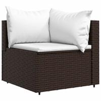 3-delige Loungeset met kussens poly rattan bruin - thumbnail