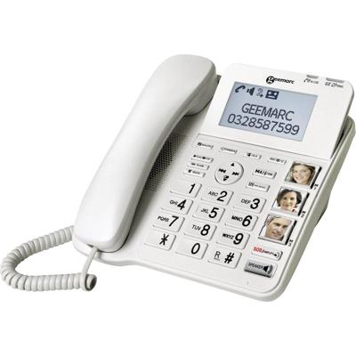 Geemarc CL595 Vaste seniorentelefoon Antwoordapparaat, Handsfree, Optisch belsignaal, Compatibel voor hoorapparatuur, Incl. noodoproep, Met basis Geemarc CL595 Vaste seniorentelefoon Antwoordapparaat, Handsfree, Optisch belsignaal, Compatibel voor hoorapparatuur, Incl. noodoproep, Met basis
