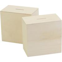 Creativ Company Houten spaarpot, afm 10x10x6 cm, 10 stuk/ 1 doos - thumbnail