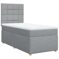 Boxspring met matras stof lichtgrijs 180x200 cm - thumbnail