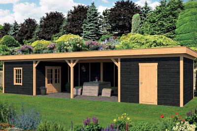 Tuindeco Oslo XL Overkapping type 12 1303x430 cm Lariks/Douglashout blank en Zweeds rabat zwart- Plat dak- Onbehandeld lariks Douglas hout- Tuindeco Tuindeco Oslo XL Overkapping type 12 1303x430 cm Lariks/Douglashout blank en Zweeds rabat zwart- Plat dak- Onbehandeld lariks Douglas hout- Tuindeco