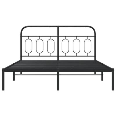 Bedframe met hoofdbord metaal zwart 140x200 cm - thumbnail