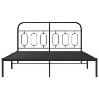 Bedframe met hoofdbord metaal zwart 140x200 cm - thumbnail