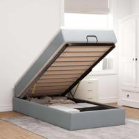 Ottoman bed met matras 90x200cm stof lichtgrijs - thumbnail