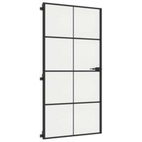 Binnendeur smal 102,5x201,5 cm gehard glas en aluminium zwart - thumbnail