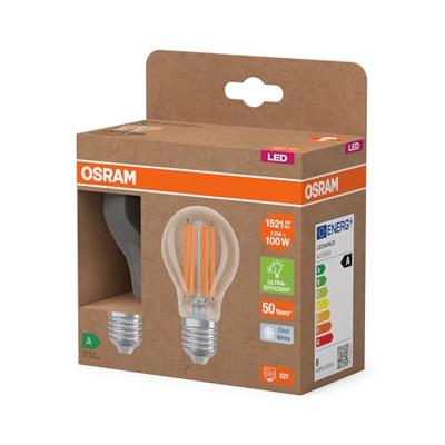 OSRAM HOMELIGHTING 4099854259838 LED-lamp Energielabel A (A - G) E27 Peer 7.2 W = 100 W Neutraalwit (Ø x h) 60 mm x 60 mm 2 stuk(s)