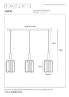 Lucide RAFAL - Hanglamp - 3xE27 - Grijs - thumbnail