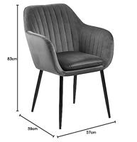 Sohome Eetkamerstoel 'Albin' Velvet, kleur Donkergrijs - thumbnail