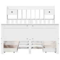 Bed met boekenkast zonder matras grenenhout wit 150x200 cm - thumbnail