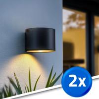 Solar led wandlamp op zonne energie sven rond - voordeelset van 2 stuks - thumbnail