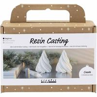 Creativ Company Mini hobbyset hars gieten, kerstbomen, wit, 1 doos - thumbnail