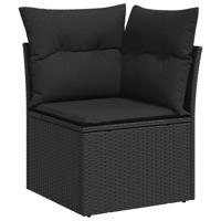 7-delige Loungeset met kussens poly rattan zwart - thumbnail