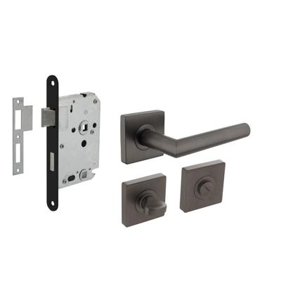 Intersteel Compleet deurklinksetBastian vierkant antraciet toilet - 0029.174799