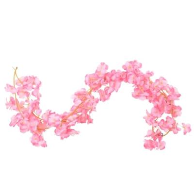 VidaXL Kerstslingers met bloemen 6 st 180 cm donkerroze VidaXL Kerstslingers met bloemen 6 st 180 cm donkerroze