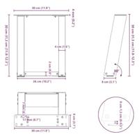 Salontafelpoten 2 st U-vormig 30x(30-31) cm staal zwart - thumbnail