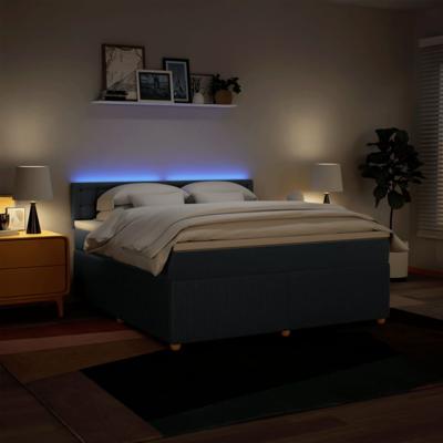 Boxspring met matras stof blauw 180x200 cm