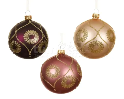 Kerstbal Glas Bloem Ø8cm Assorti 1st