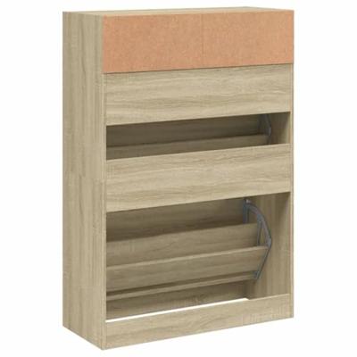 Schoenenkast met 2 klaplades 80x34x116 cm sonoma eikenkleurig