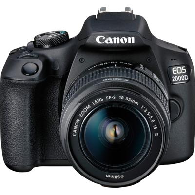 Canon EOS-2000D Digitale spiegelreflexcamera Incl. EF-S 18-55 mm IS II lens 24.1 Mpix Zwart Optische zoeker, Met ingebouwde flitser, WiFi, Full-HD