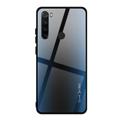 Voor Xiaomi Redmi Note 8 koolstofvezel textuur gradiënt kleur glas geval (blauw)
