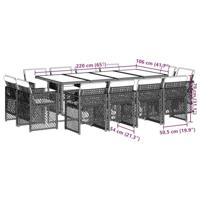 13-delige Tuinset met kussens poly rattan zwart - thumbnail