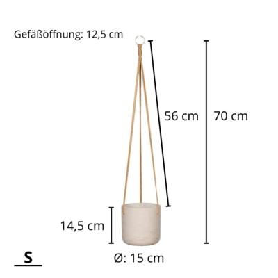 Rough Eco-line hangende bloempot S 15x15 cm Charlie lichtgrijs