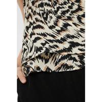 VERO MODA top VMPOEL van gerecycled polyester beige/zwart - thumbnail