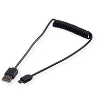 ROLINE USB 2.0 spiraalkabel A-Micro B, stekker op stekker, 1,0 m - thumbnail