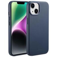 Accezz MagSafe Leather Backcover iPhone 14 Telefoonhoesje Blauw - thumbnail