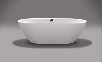 Vrijstaand bad Xenz Rens | 190x90 cm | Incl.Badafvoer-Zwart mat | Sleuf overloop | Acryl | Glans wit