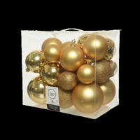 Decoris kerstballen set Plastic 26st licht goud 6-8-10cm - thumbnail