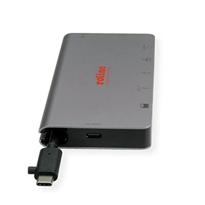 ROLINE USB Type C docking station, HDMI 4K, VGA, 2x USB 3.2 Gen 1, LAN, PD, kaartlezer ROLINE USB Type C docking station, HDMI 4K, VGA, 2x USB 3.2 Gen 1, LAN, PD, kaartlezer