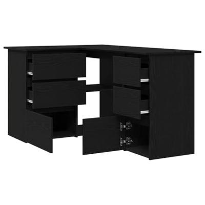 Bureau met lade Zwart Eiken 145 x 100 x 76 cm Bewerkt hout