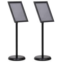 A4 Pedestal Poster Stands 2 stuks Zwarte Aluminium Legering - thumbnail