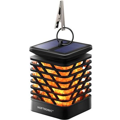 Solar Tuinlantaarn Amelia - Met sfeervol vlam effect - IP65 Waterdicht - Warm wit 3000K licht - Schemerschakelaar - Tafellamp - Hanglamp - Solar lantaarn - Zwart