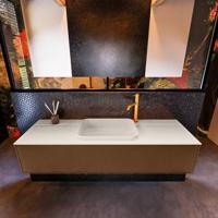 Badkamermeubelset Mondiaz Erin 150 cm met 1 Lade met RIDGE Wastafel Midden Linen met 1 kraangat Greeploos Mat Rust - thumbnail