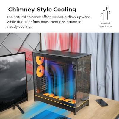 Montech hs02 midi tower behuizing (zwart | 2x usb-a | 1x usb-c | rgb | tempered glass)