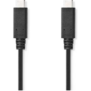 Nedis USB-Kabel | USB 3.2 Gen 2x2 | USB-C Male | USB-C Male | 240 W | 8K@30Hz | 20 Gbps | Vernikkeld | 1.00 m | Rond | PVC | Zwart | Label -